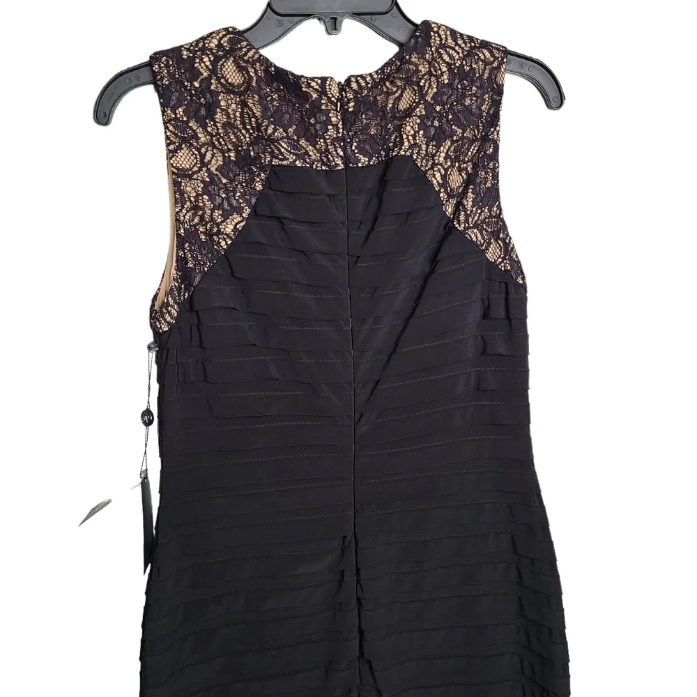 Adrianna Papell Black Straight Sleeveless Lace Dress NWT Size 6
